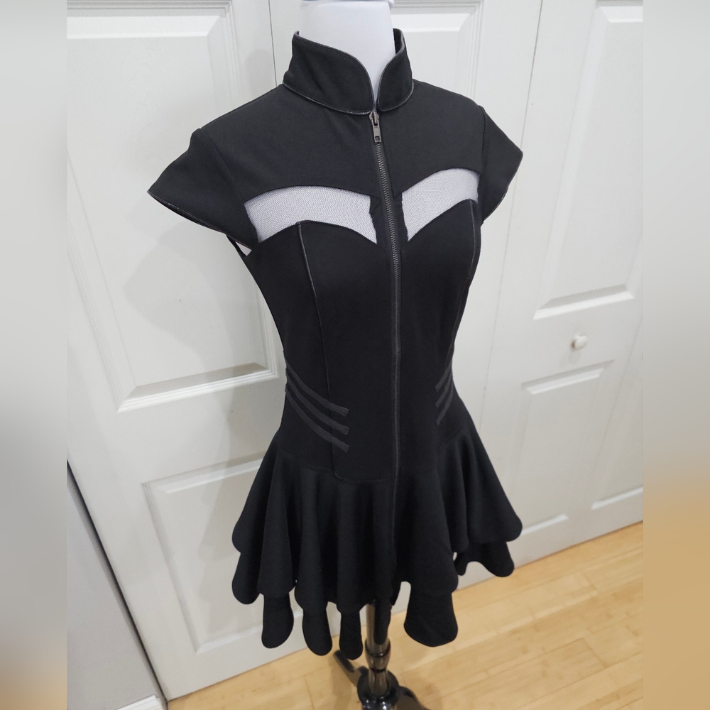 Hot Topic Hell Bunny Black Steampunk Goth Mesh Cut Out Zip Up Mock Dress S NWT - Picture 5 of 9